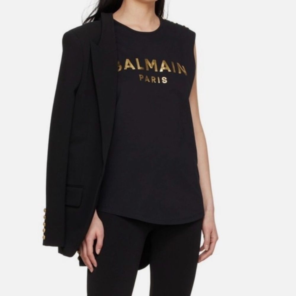 NWOT Balmain Cotton Logo Graphic Tank - Picture 3 of 10